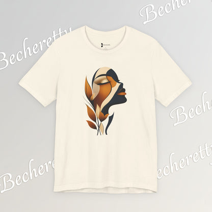 "Golden Profile" Abstract Graphic T‑Shirt – Art Minimalist Becheretty - Botanical inspiration