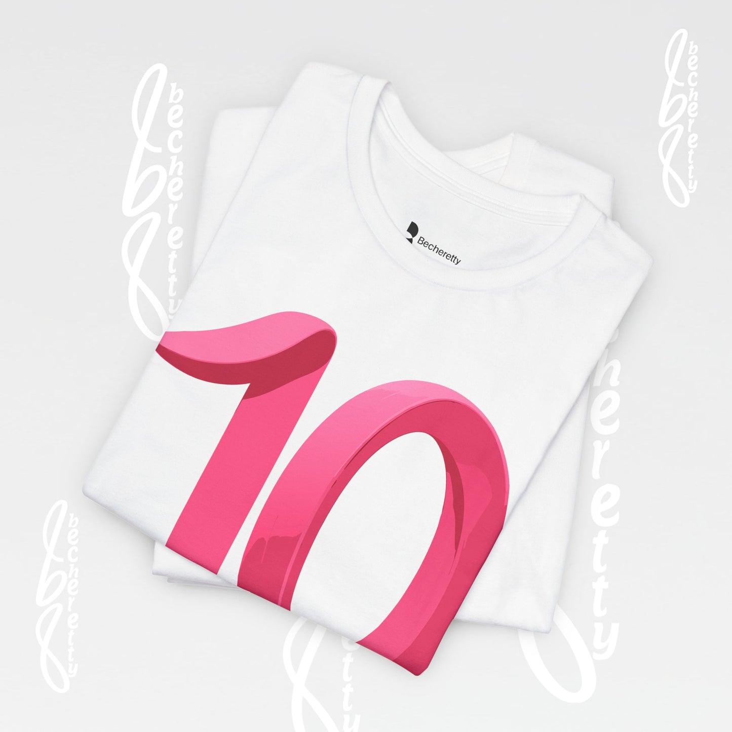Pink Number 10 - Graphic Tee - Becheretty Minimalist Style - Everyday Comfort - Ideal Gift for Sports Lovers