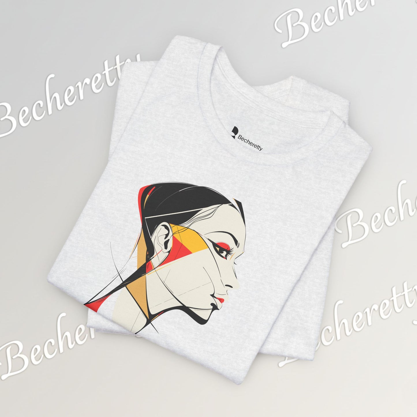 Abstract Profile Art Tee Becheretty — Minimal Geometric Woman Portrait T-Shirt