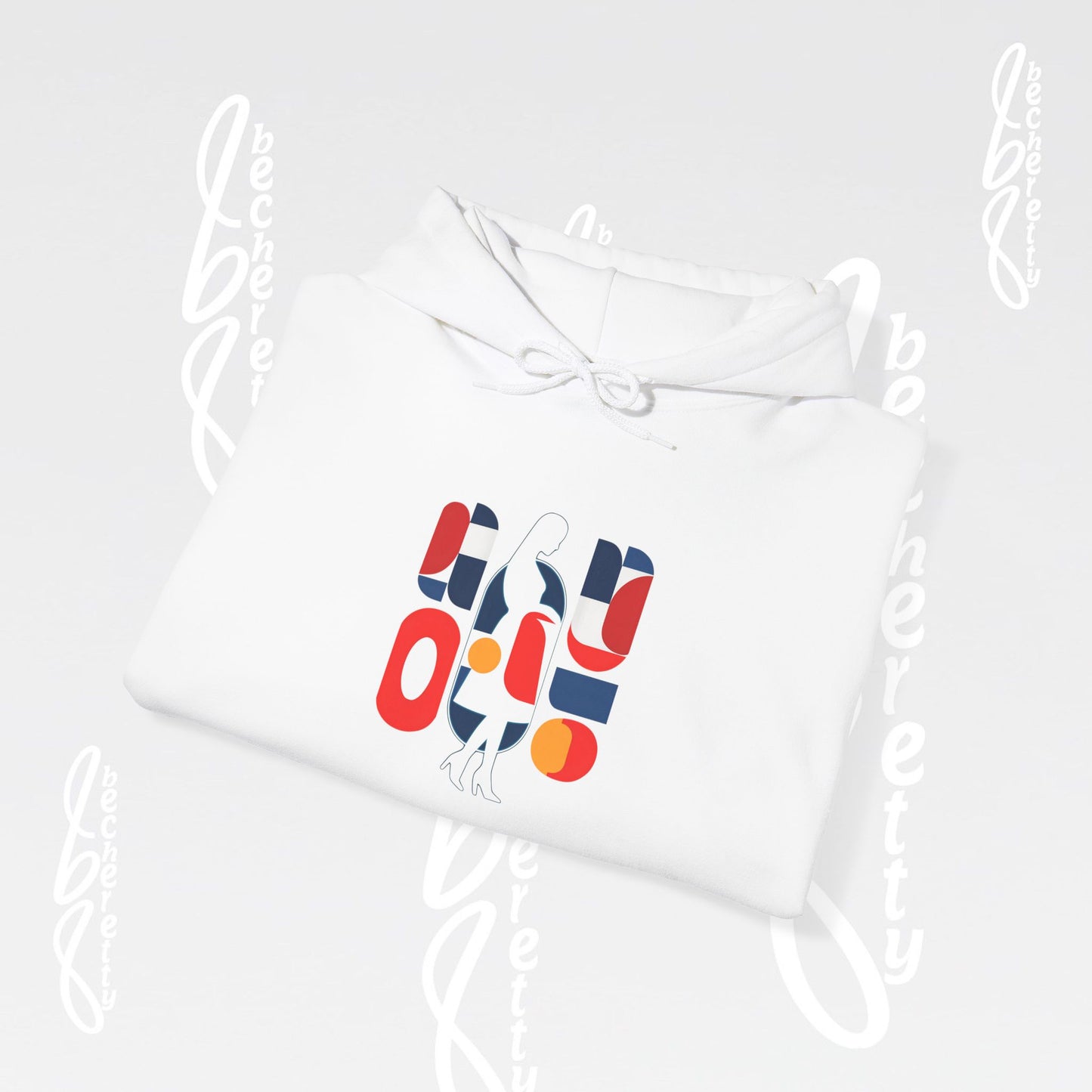Luminous Silhouette Hoodie - Bauhaus-inspired geometric shapes - Art Graphic Minimalist Becheretty