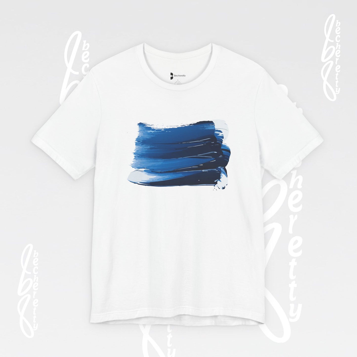 Stylish Blue Brushstroke Unisex Tee - Wear the Passion. Wear the Art - Becheretty - Perfect for summer day by the beach.