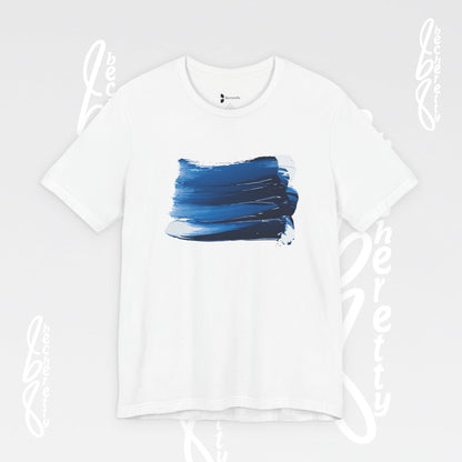 Stylish Blue Brushstroke Unisex Tee - Wear the Passion. Wear the Art - Becheretty - Perfect for summer day by the beach.