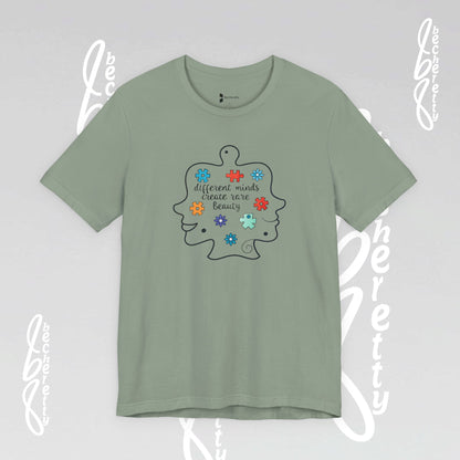 Graphic Tee - Different Minds Create Rare Beauty - Becheretty design, artistic vibe - Autism awareness.