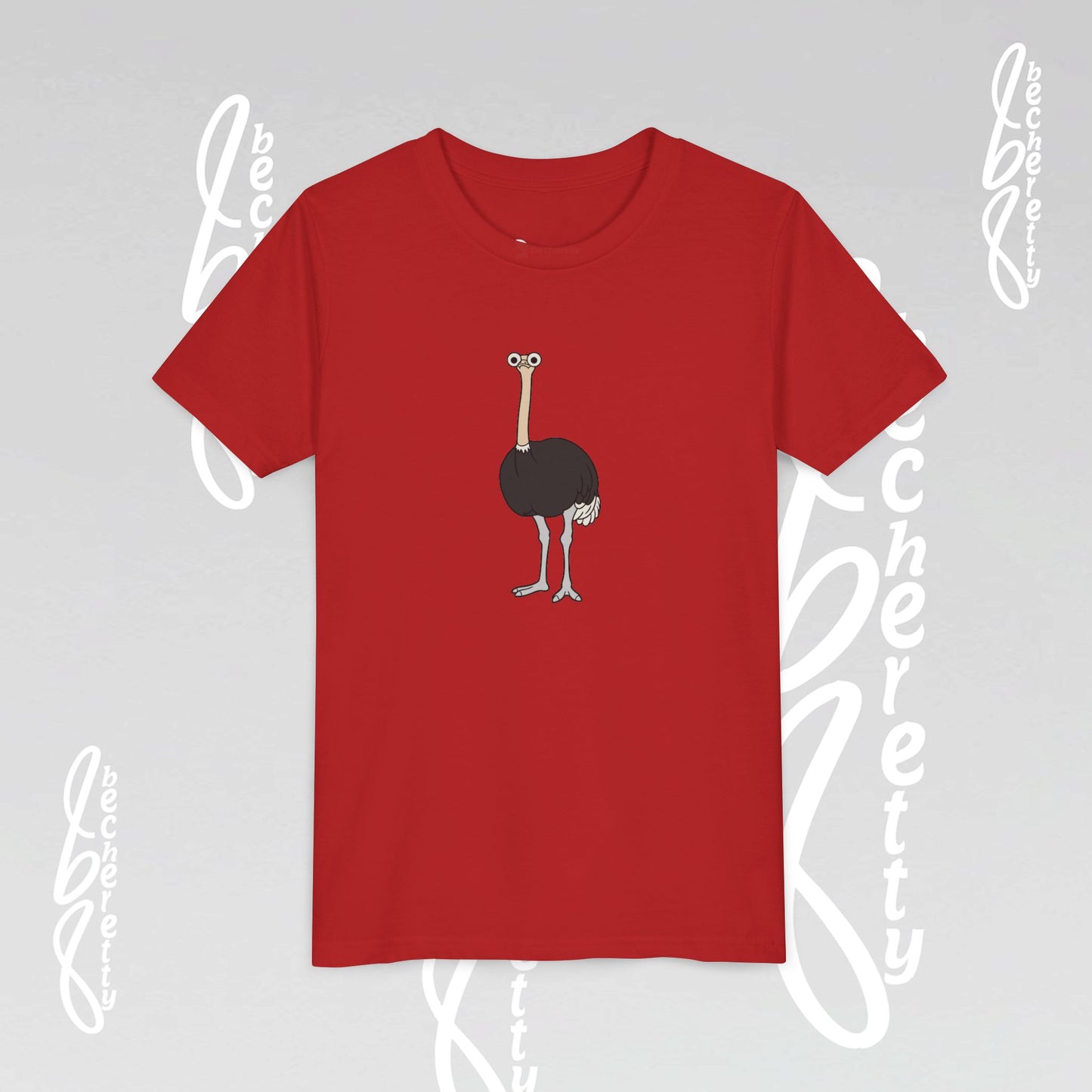 Youth Ostrich Graphic Tee - Becheretty desing for Kids, Cool Summer Top, Gift for Birthdays, Animal Lovers Tee