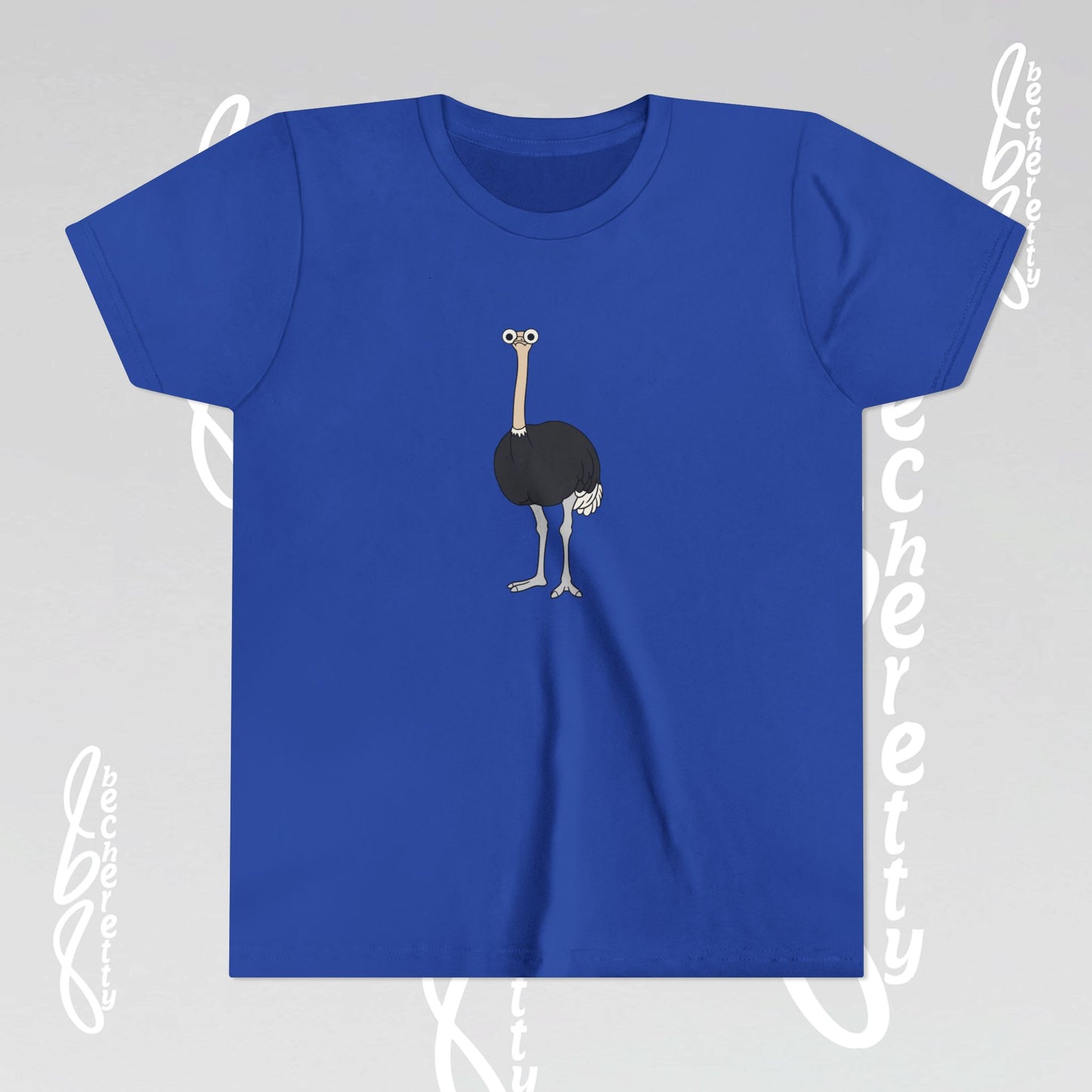 Youth Ostrich Graphic Tee - Becheretty desing for Kids, Cool Summer Top, Gift for Birthdays, Animal Lovers Tee