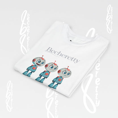 Youth T-Shirt short sleeve  "Three Funny Kid Robots" Graphic Becheretty - Original gift for birthdays