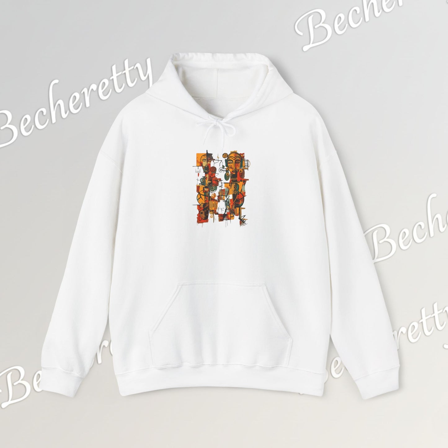 African Art Hoodie "Ancestral Echoes" Graphic Becheretty - Abstract style - Ethno-Contemporary Fashion