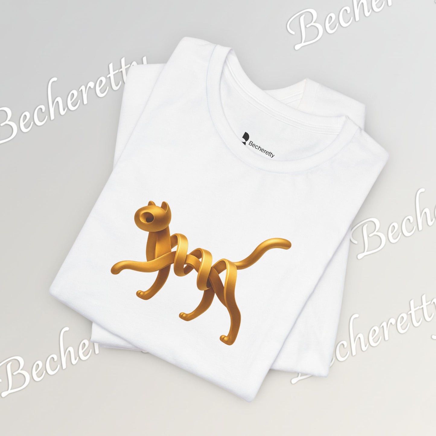 Golden Cat. Minimalist Graphic Becheretty -  Modern, and Effortlessly Etylish - Perfect for everyday wear with an artistic edge.