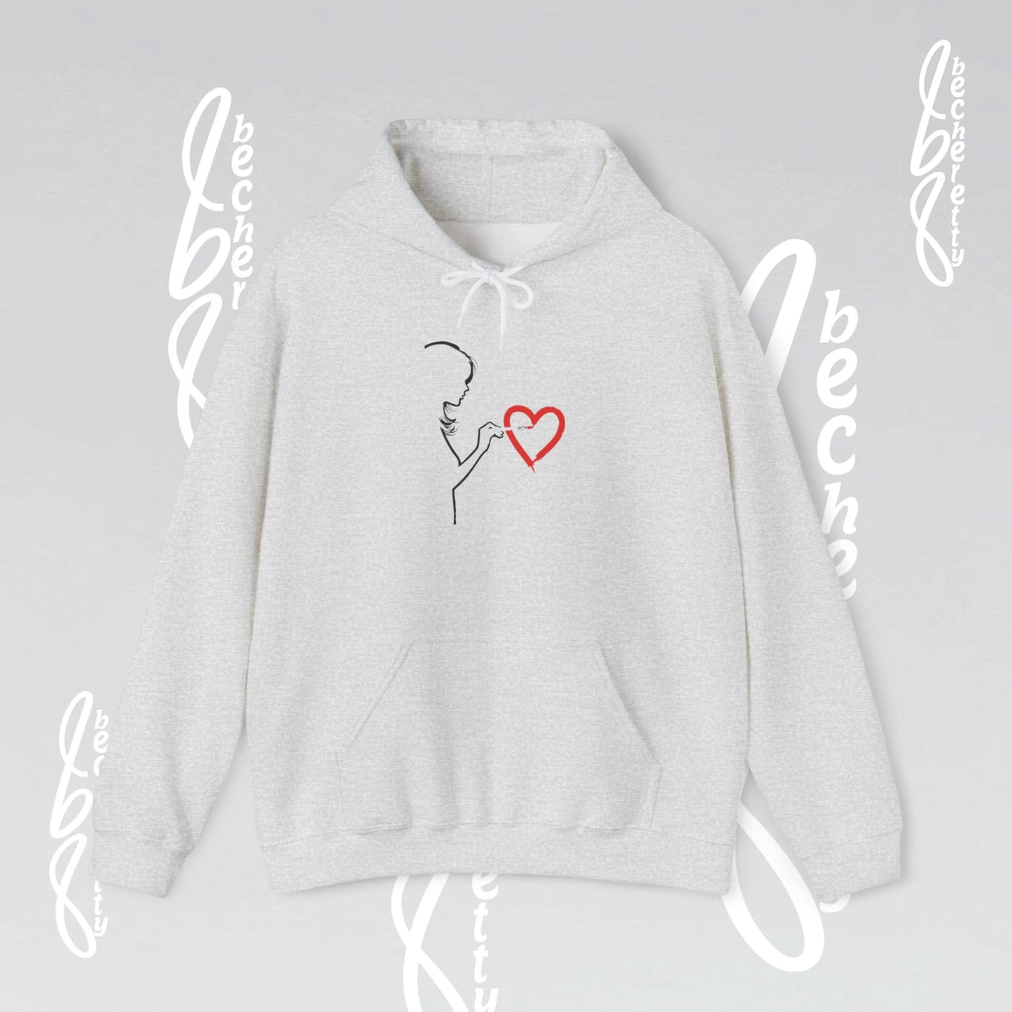 Art Minimalist Hoodie 'Painting Love' Becheretty Graphic - Quietly expressive brushstroke.