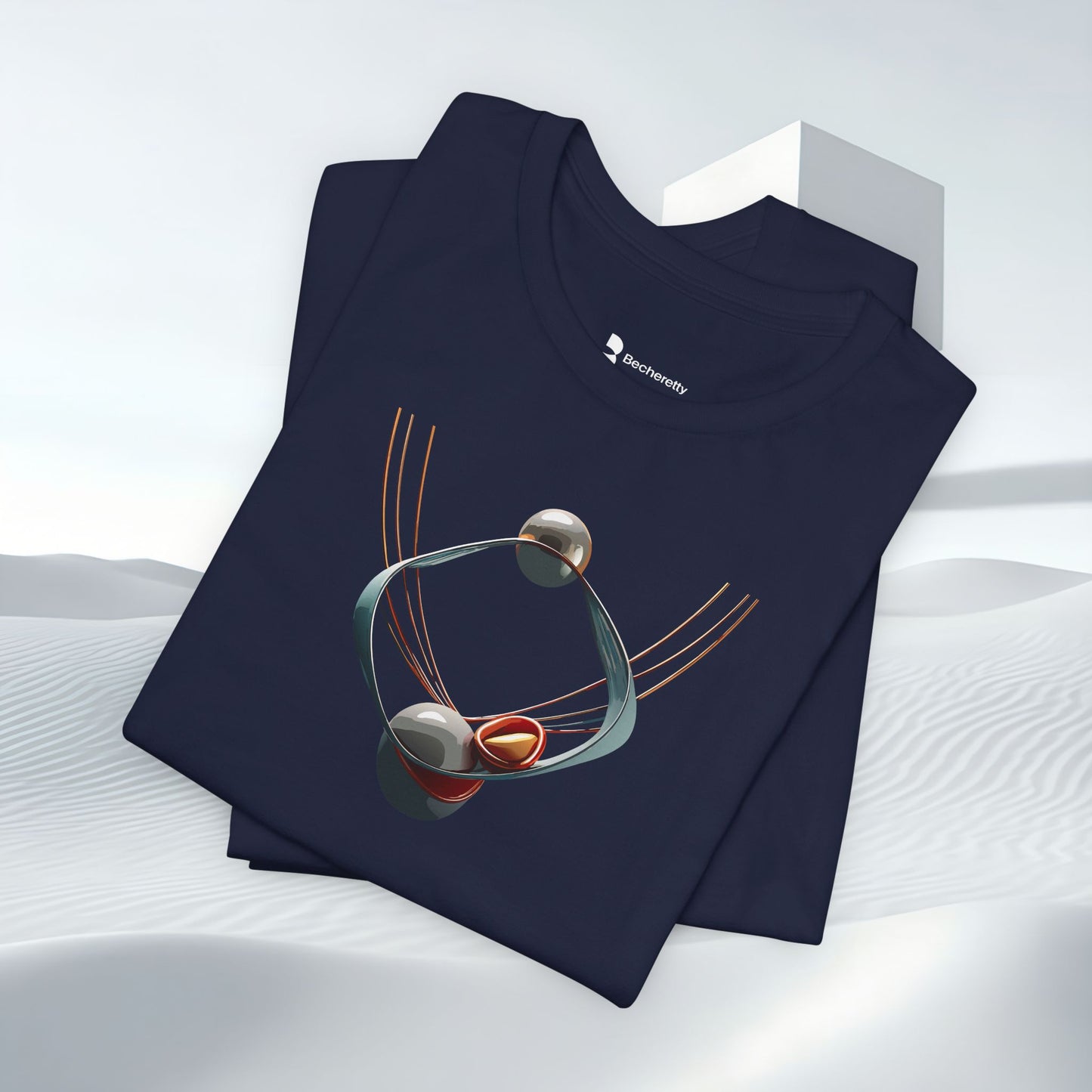 Abstract Orbital Necklace Tee - Art Graphic Minimalist Becheretty - Wearable artwork