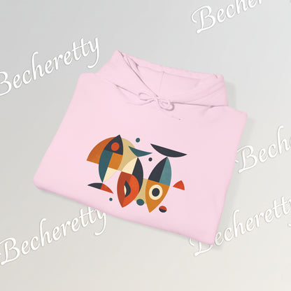 Geometric Fish Hoodie - Minimalist Graphic Becheretty, blending abstract geometric shapes