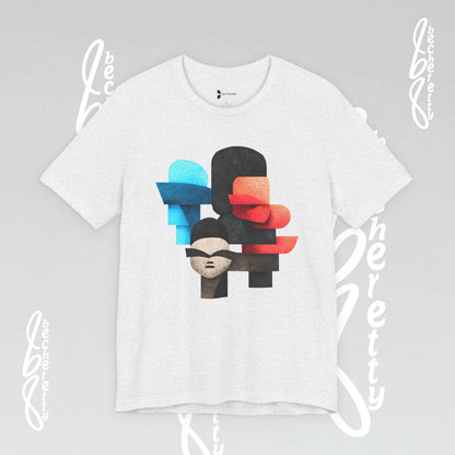 Abstract Face Graphic Tee - Colorful Design Becheretty - Silent Dialogue - Casual Wear
