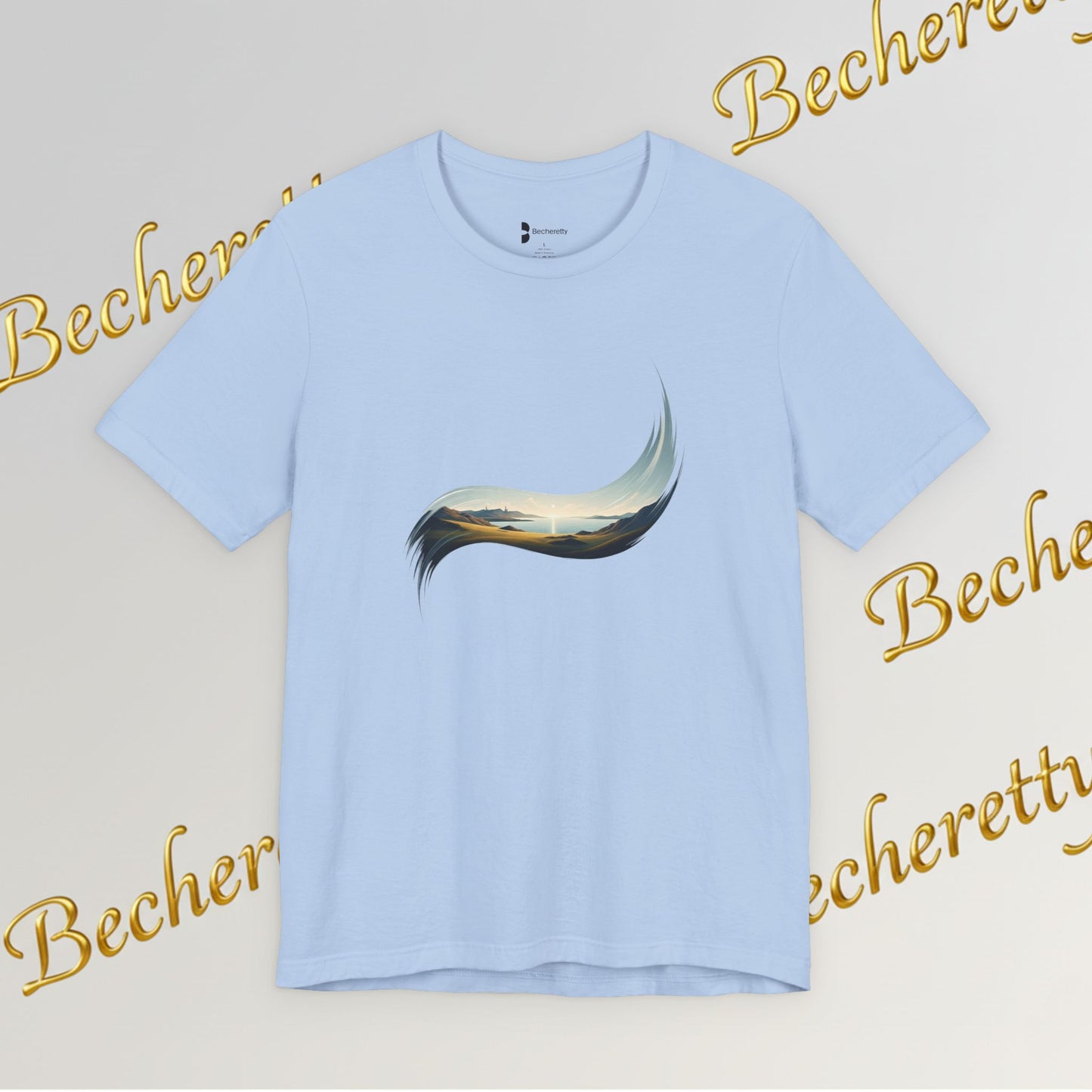 Abstract Wave Tee — Minimal Coastal Brushstroke T-Shirt Becheretty - Ideal Gift - Original Design