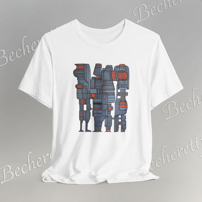 Abstract figurative illustration T-Shirt Becheretty - Geometric, totem-inspired composition - Wearable Art