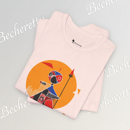 "Solar Guardian" Short Sleeve Becheretty T-shirt - Casual - Wear the strength of the sun and the precision of the spear