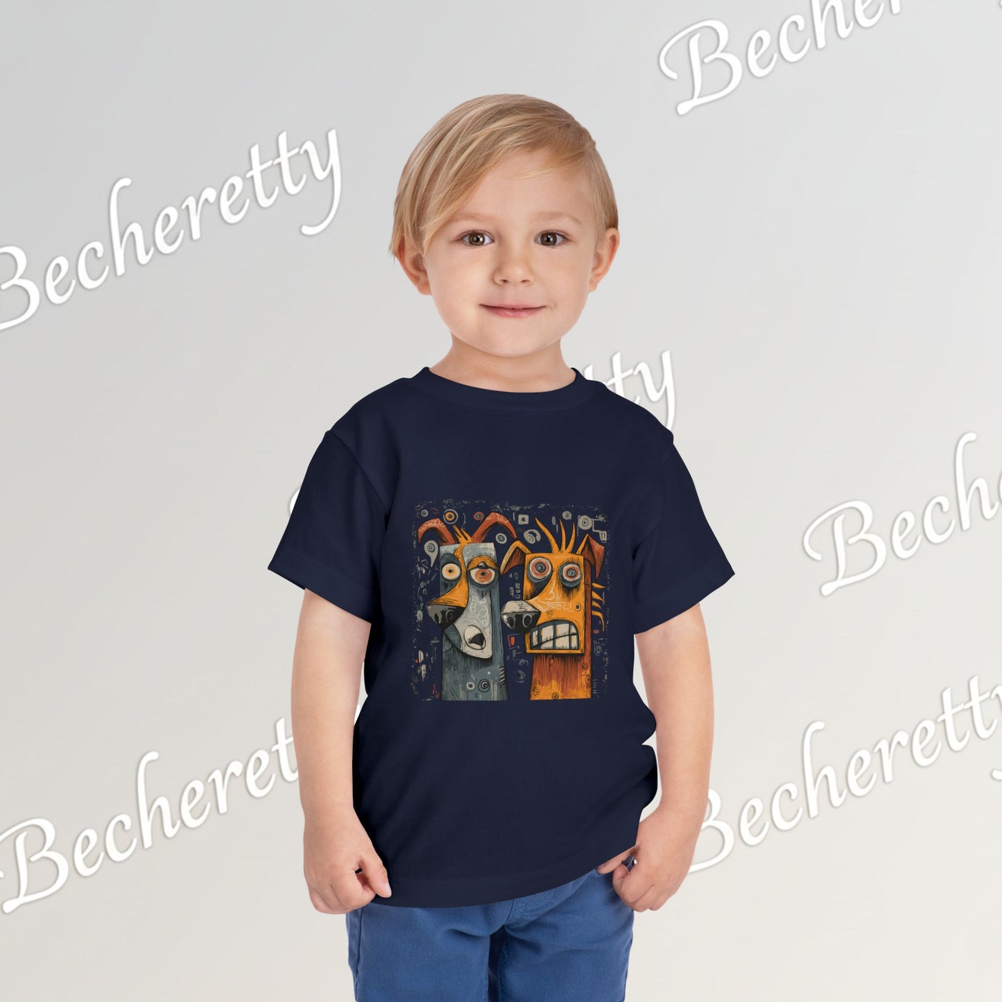 Toddler T-Shirt short sleeve - Cute Artistic Doggies Graphic Becheretty - Perfect for the little ones