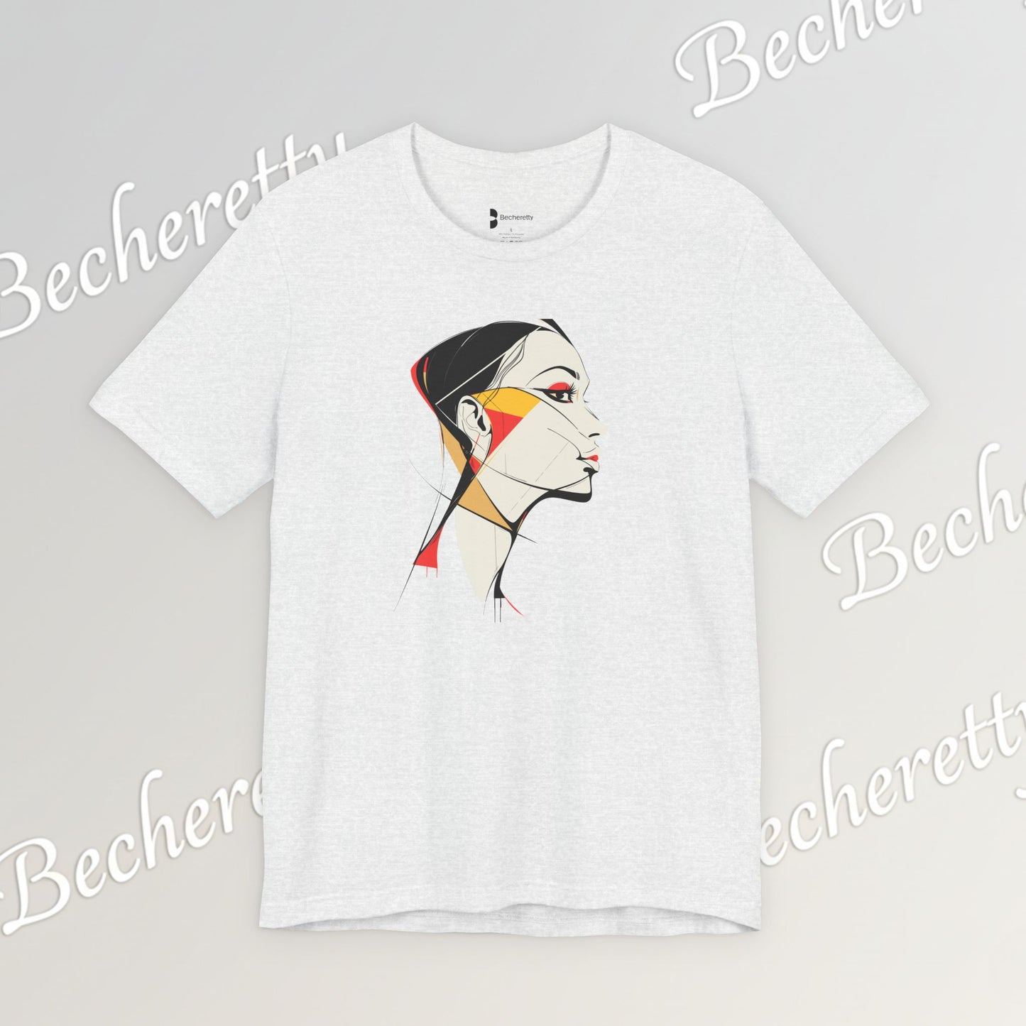 Abstract Profile Art Tee Becheretty — Minimal Geometric Woman Portrait T-Shirt