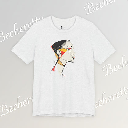 Abstract Profile Art Tee Becheretty — Minimal Geometric Woman Portrait T-Shirt