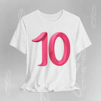 Pink Number 10 - Graphic Tee - Becheretty Minimalist Style - Everyday Comfort - Ideal Gift for Sports Lovers