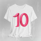 Pink Number 10 - Graphic Tee - Becheretty Minimalist Style - Everyday Comfort - Ideal Gift for Sports Lovers