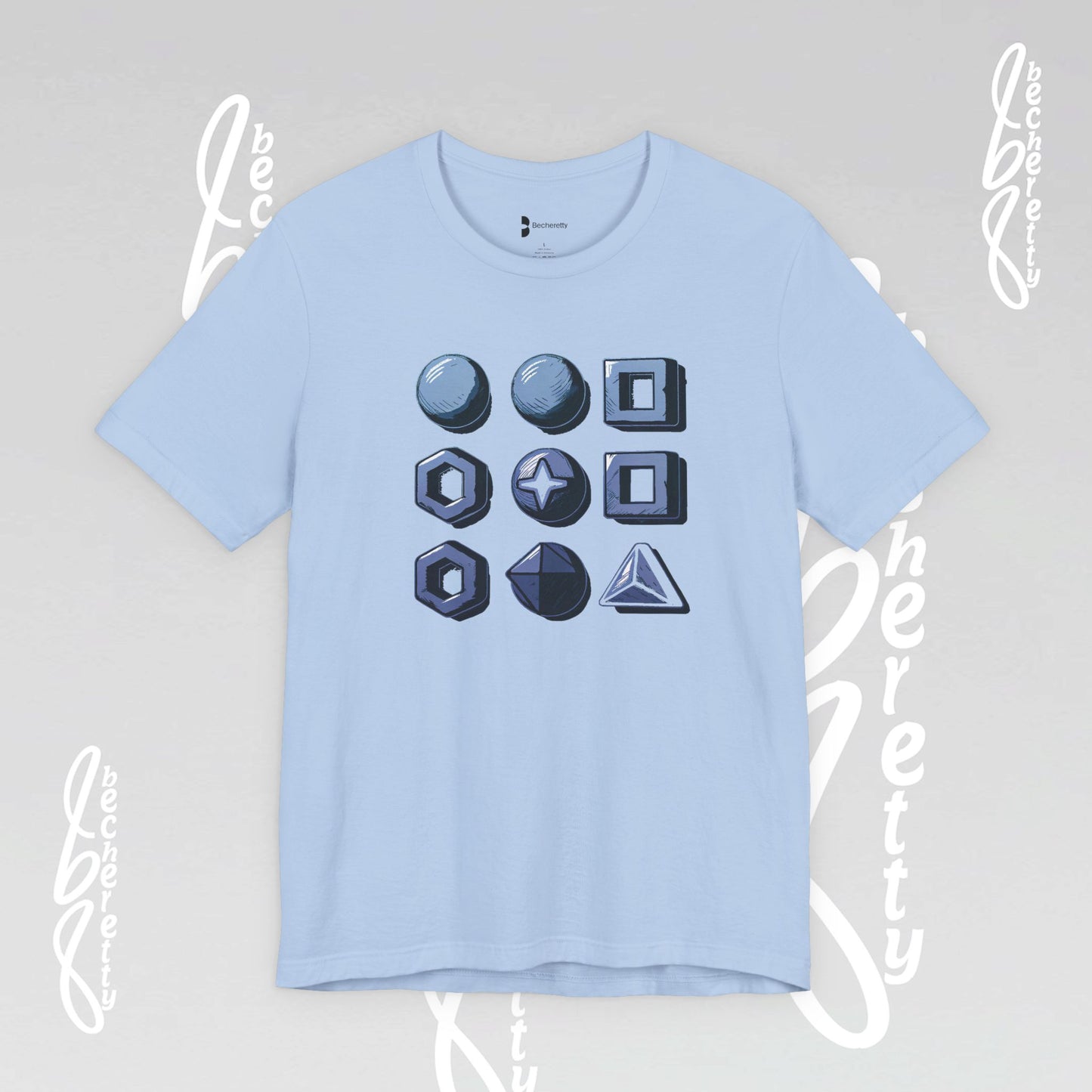 Graphic "Abstract Geometrics" T-Shirt Becheretty - Short Sleeve - Art Minimalist - Casual Wear