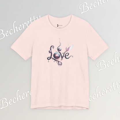 Love Script Tee - Romantic Floral Typography T-Shirt - Art Graphic Becheretty - Ideal gift for your loved one