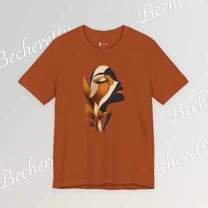 "Golden Profile" Abstract Graphic T‑Shirt – Art Minimalist Becheretty - Botanical inspiration
