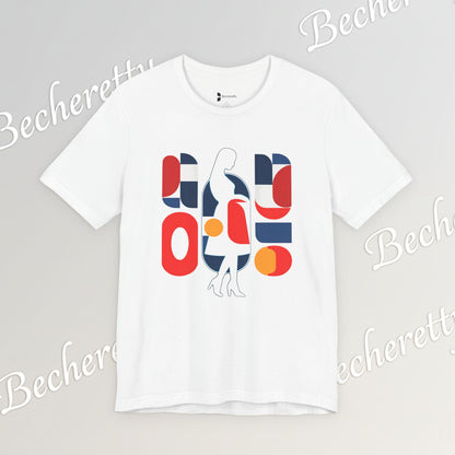Luminous Silhouette T-Shirt - Bauhaus-inspired geometric shapes - Art Graphic Minimalist Becheretty