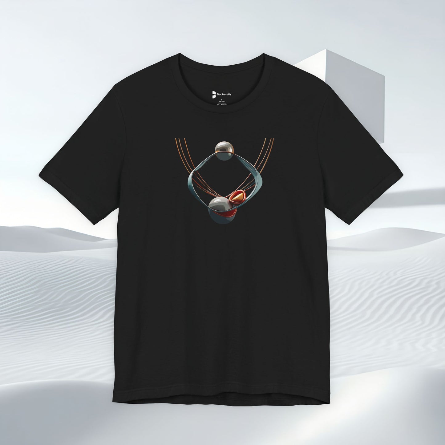 Abstract Orbital Necklace Tee - Art Graphic Minimalist Becheretty - Wearable artwork