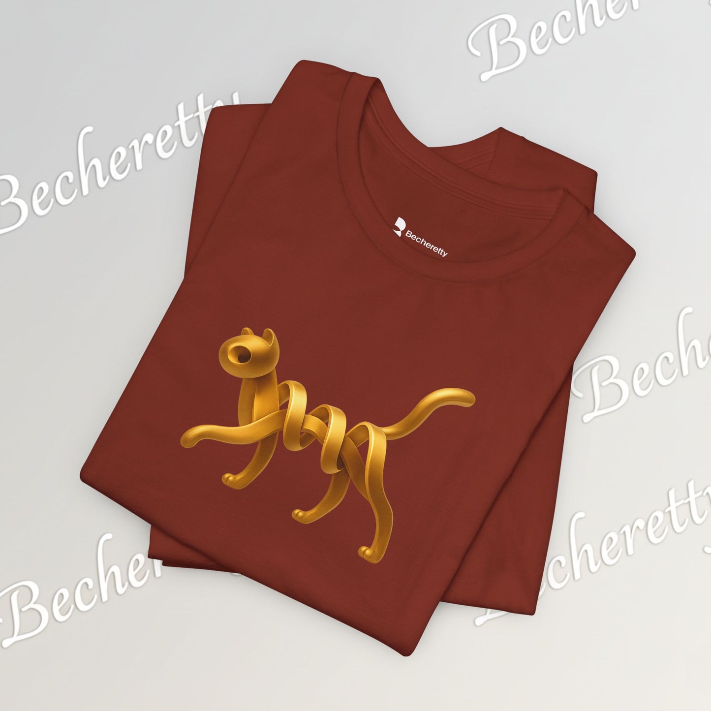 Golden Cat. Minimalist Graphic Becheretty -  Modern, and Effortlessly Etylish - Perfect for everyday wear with an artistic edge.