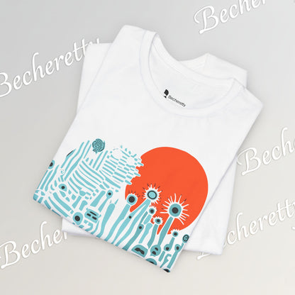 Sunset Wildflowers T-Shirt — Minimal Floral Graphic Tee - Playful statement - Wearable Art