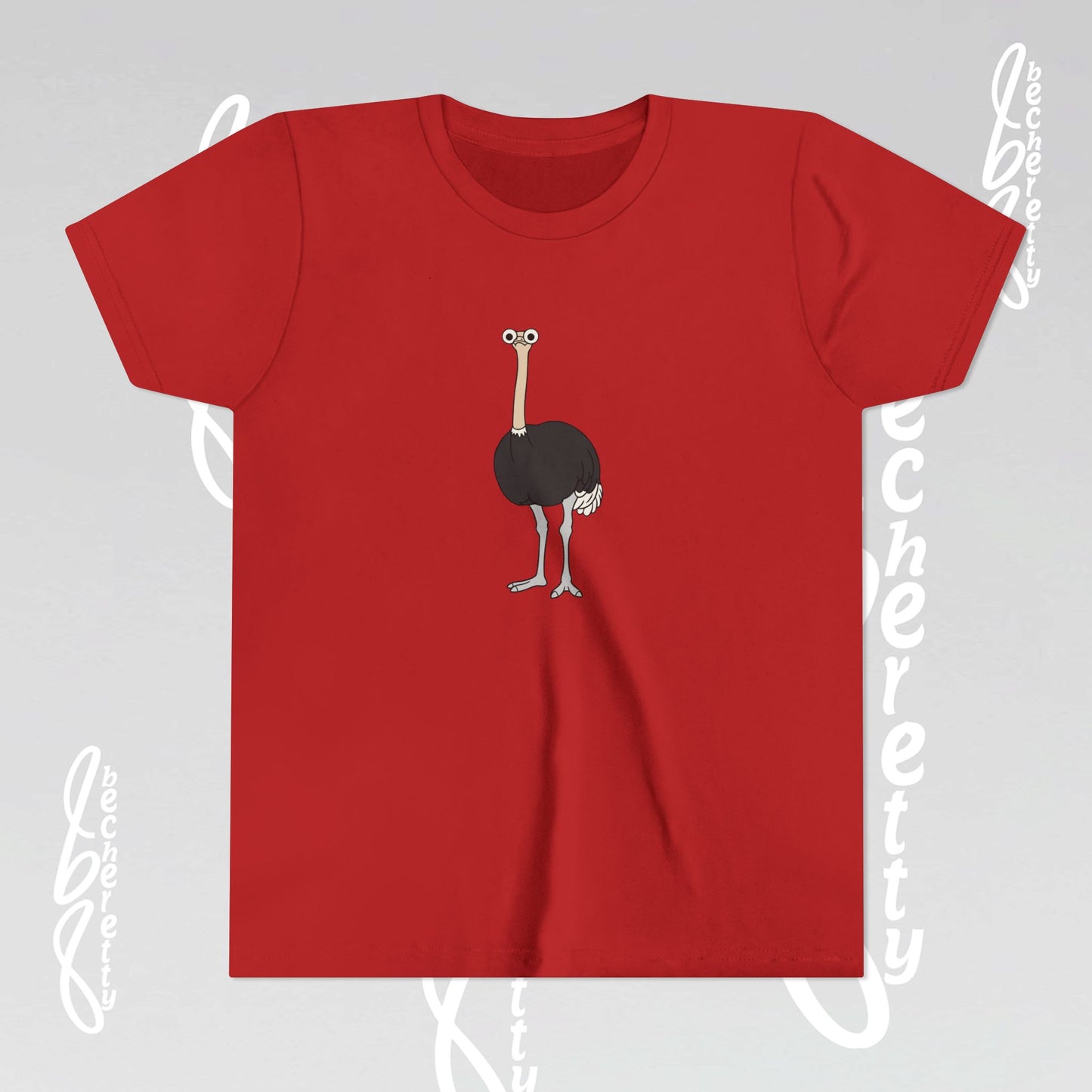 Youth Ostrich Graphic Tee - Becheretty desing for Kids, Cool Summer Top, Gift for Birthdays, Animal Lovers Tee