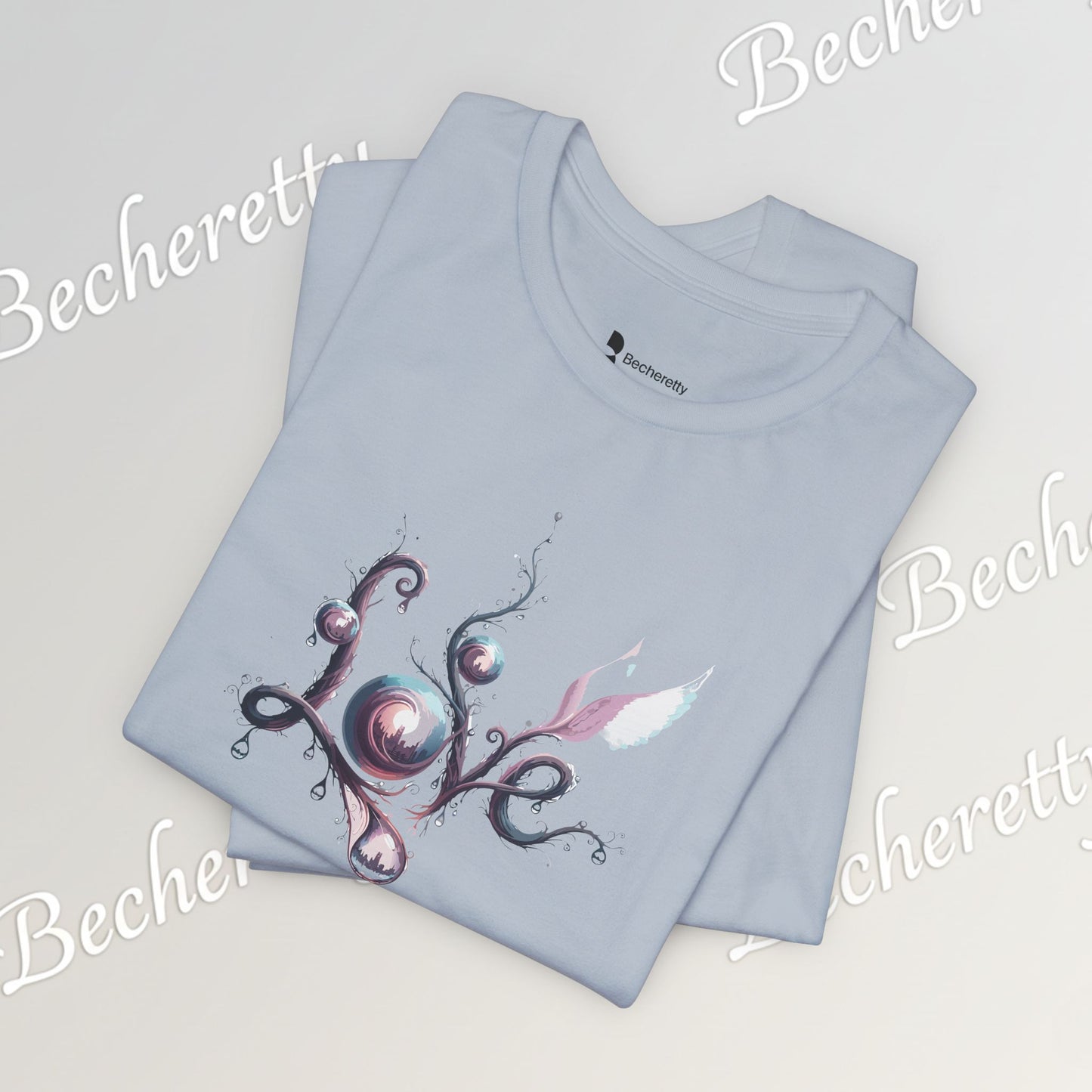 Love Script Tee - Romantic Floral Typography T-Shirt - Art Graphic Becheretty - Ideal gift for your loved one