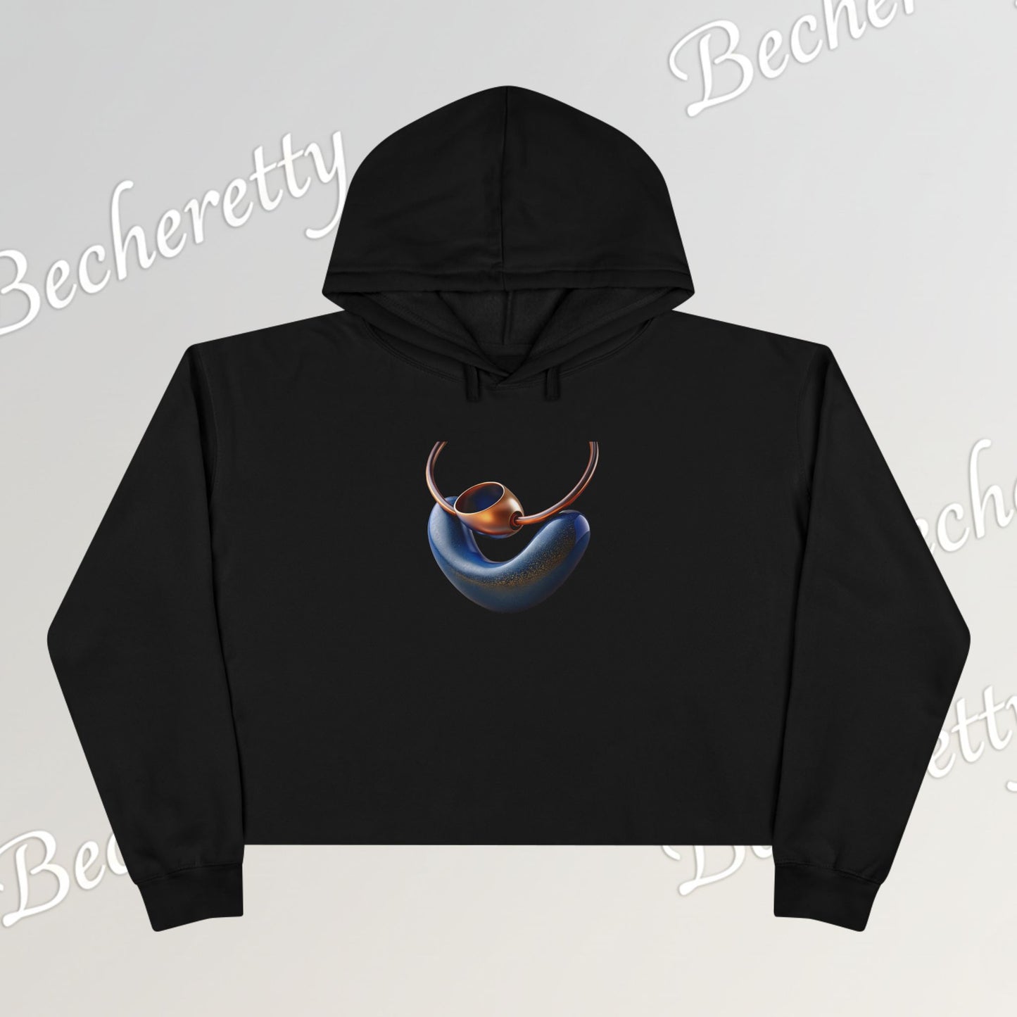 Trendy Crop Hoodie with Artistic Necklace Design Becheretty - Fashionable Sweatshirt, Gift for Her, Casual Wear, Stylish Loungewear