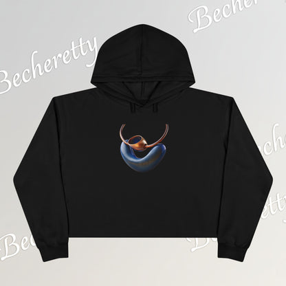 Trendy Crop Hoodie with Artistic Necklace Design Becheretty - Fashionable Sweatshirt, Gift for Her, Casual Wear, Stylish Loungewear