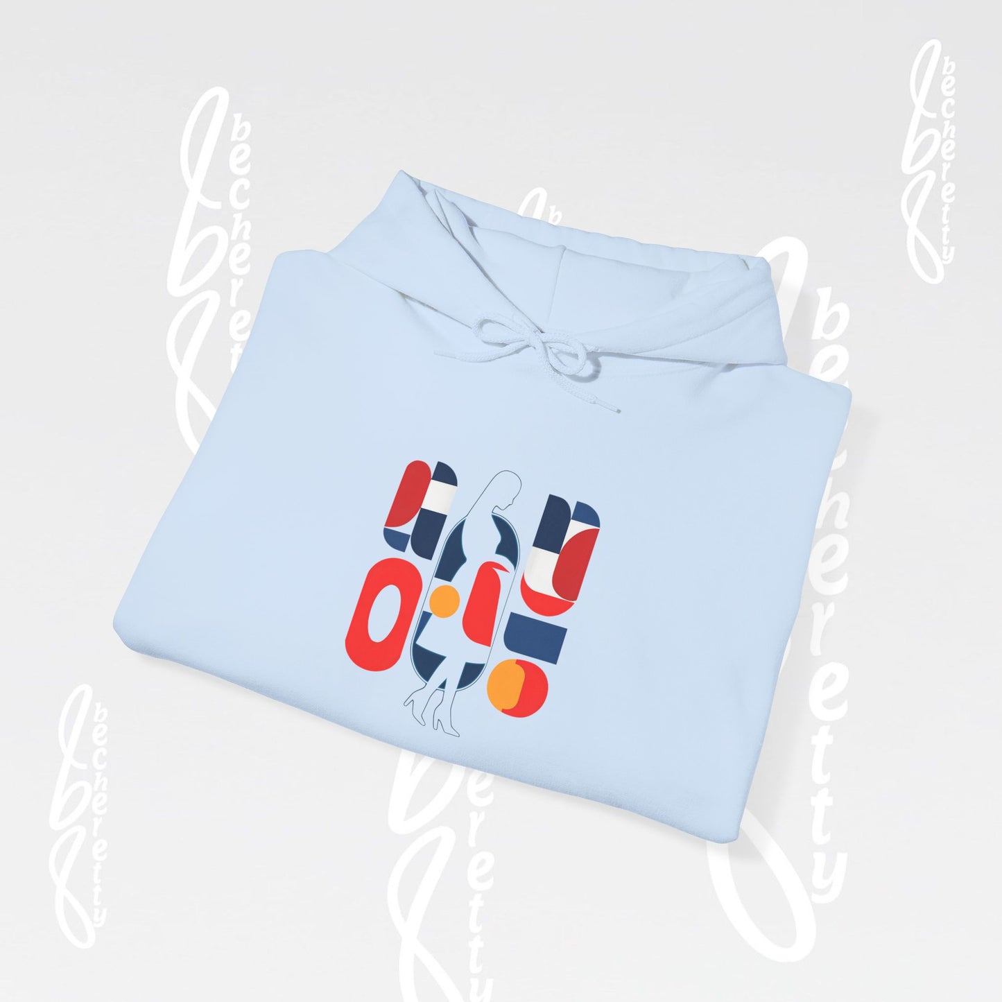Luminous Silhouette Hoodie - Bauhaus-inspired geometric shapes - Art Graphic Minimalist Becheretty