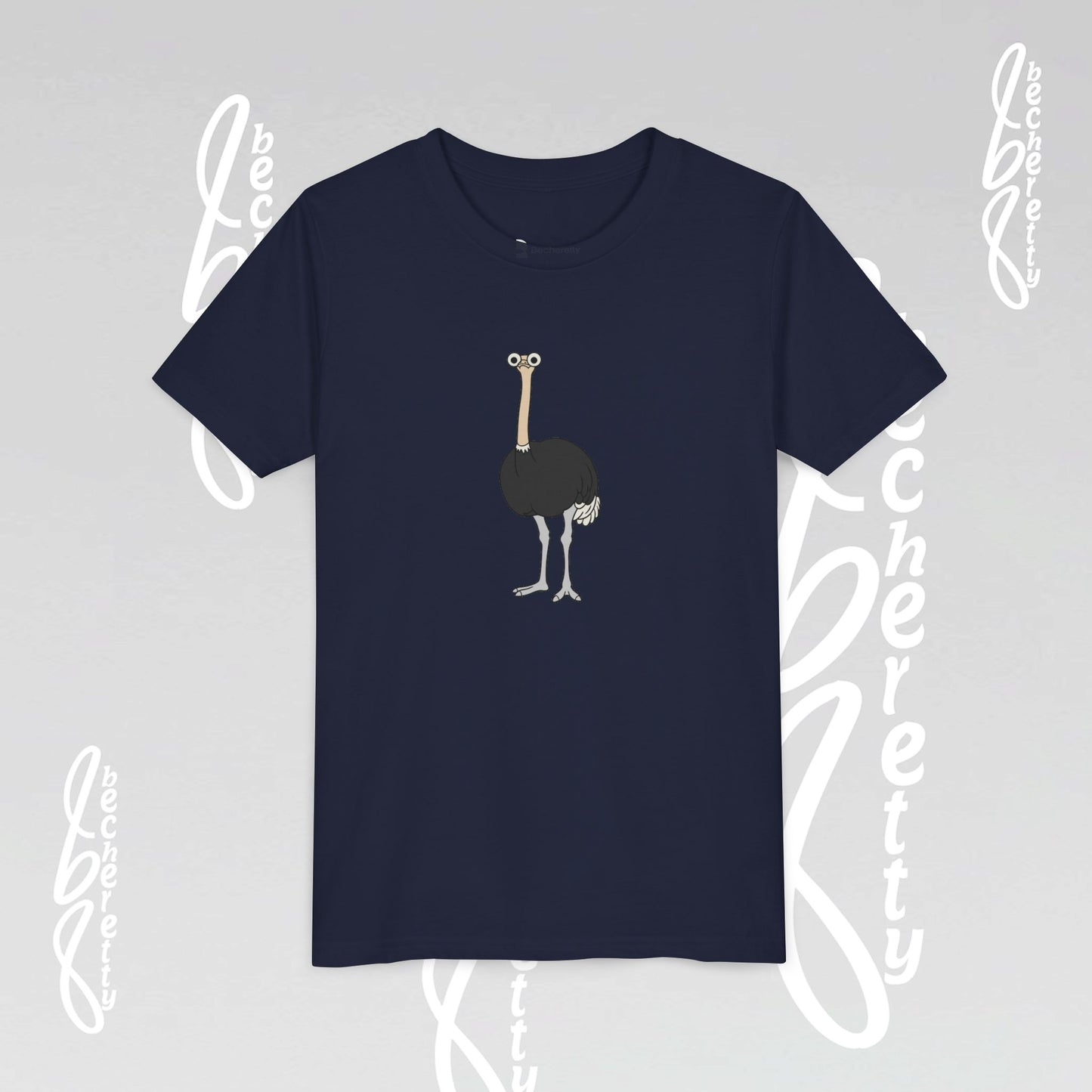 Youth Ostrich Graphic Tee - Becheretty desing for Kids, Cool Summer Top, Gift for Birthdays, Animal Lovers Tee