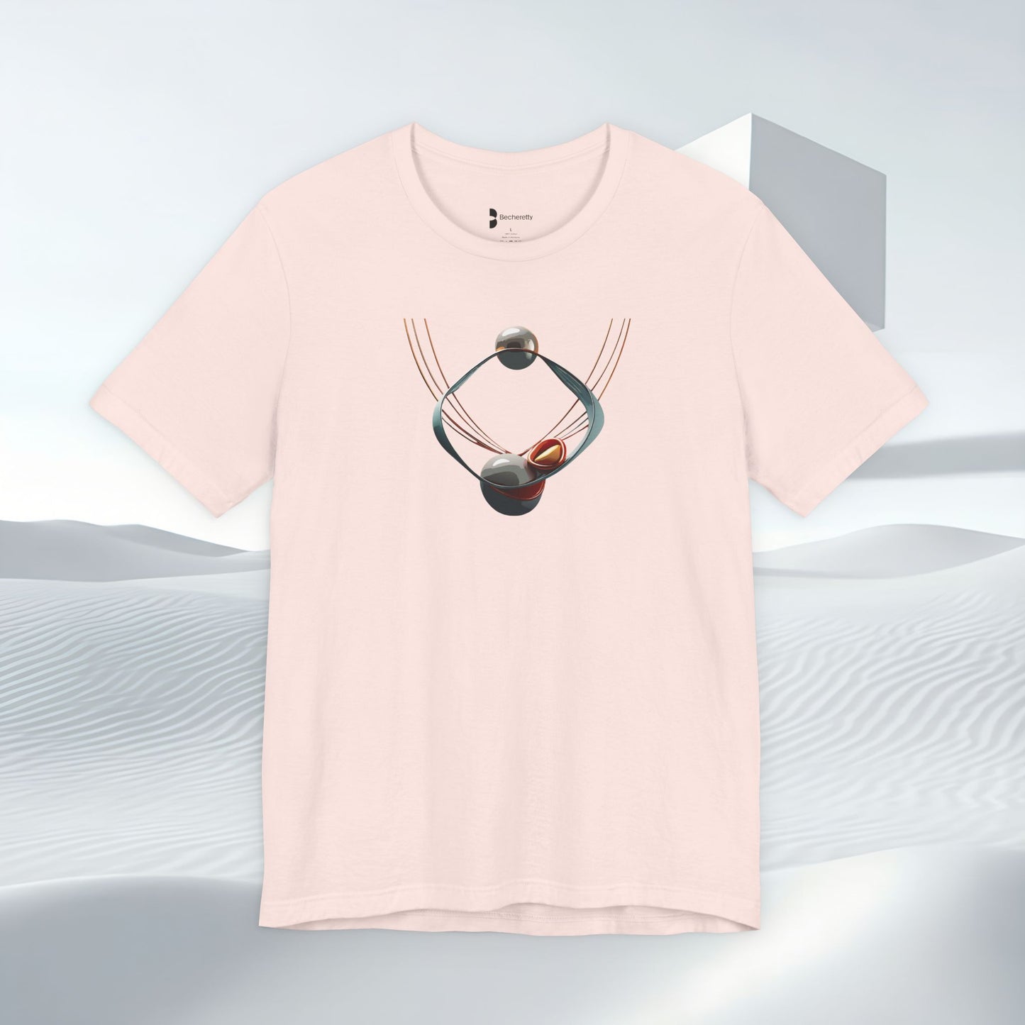 Abstract Orbital Necklace Tee - Art Graphic Minimalist Becheretty - Wearable artwork