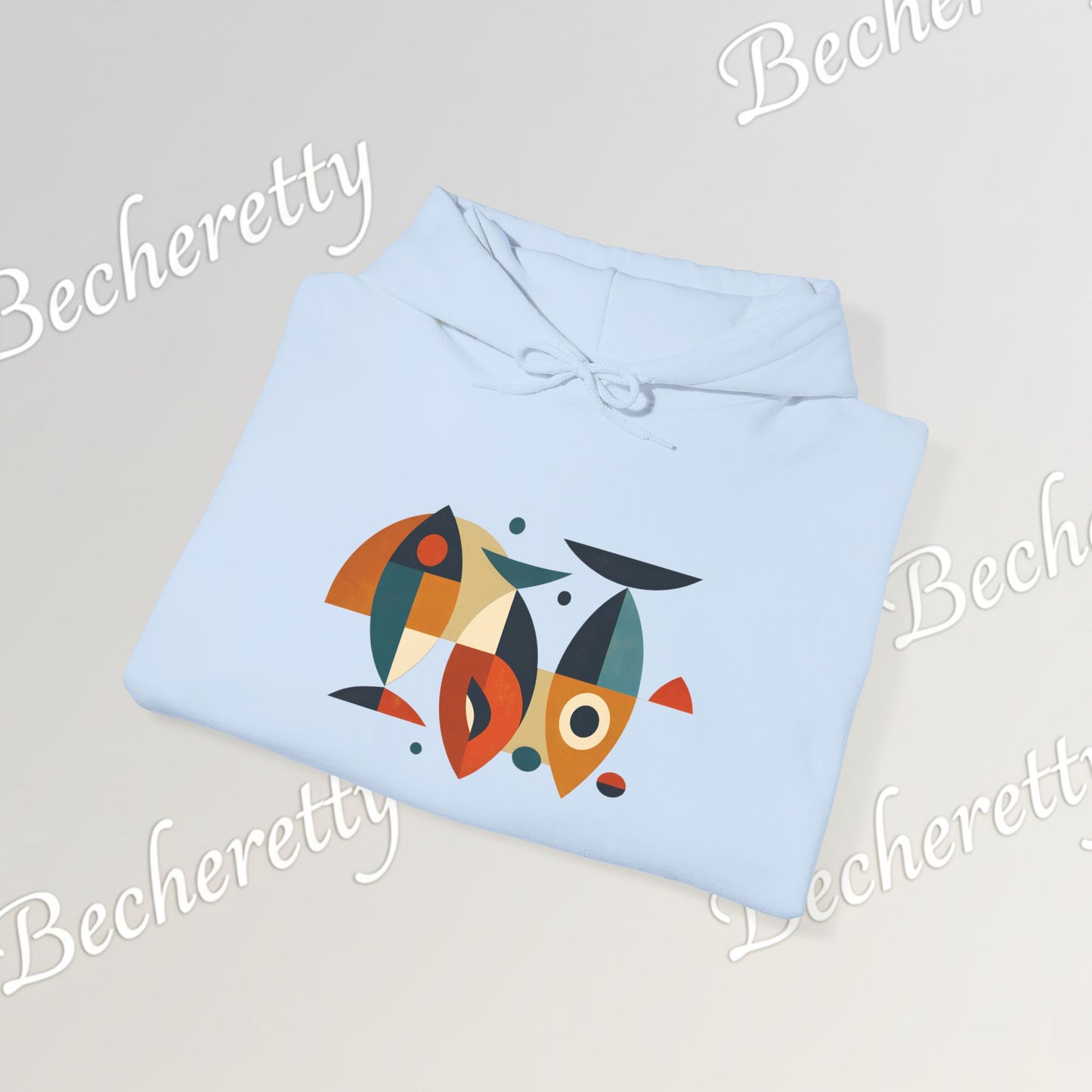 Geometric Fish Hoodie - Minimalist Graphic Becheretty, blending abstract geometric shapes