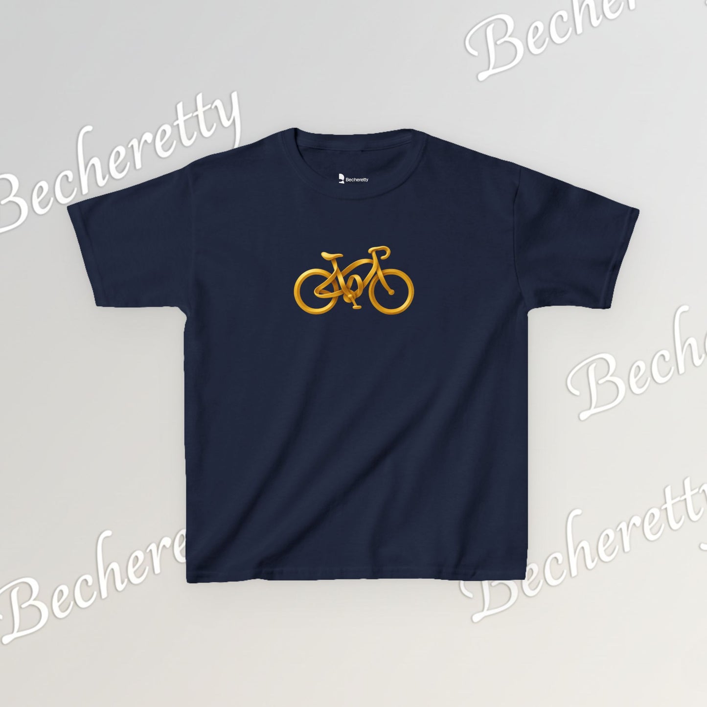 Artistic "Golden Bike" Tee Becheretty - Perfect for Sports Fans, Birthday Gifts, Playdates, Summer Fun
