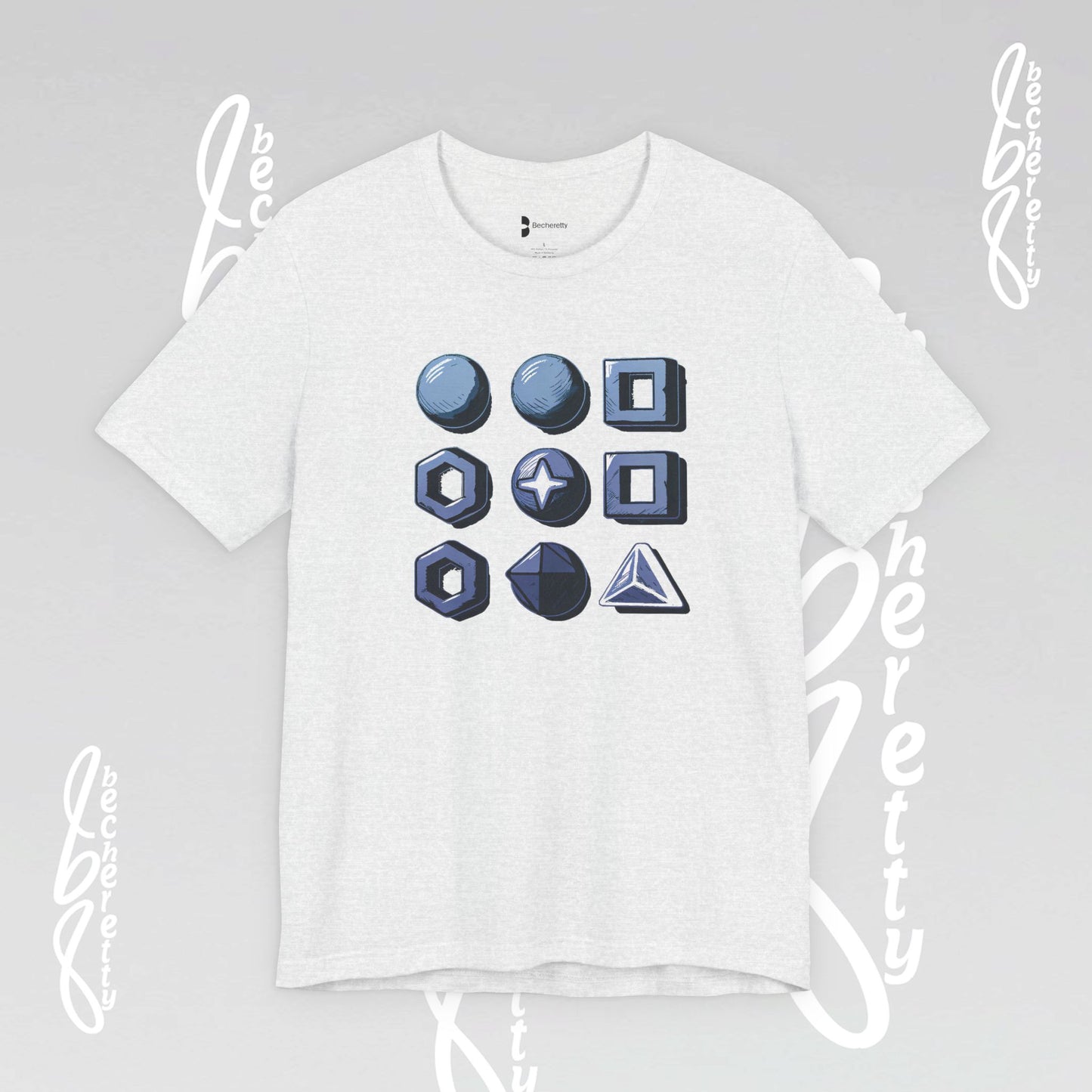 Graphic "Abstract Geometrics" T-Shirt Becheretty - Short Sleeve - Art Minimalist - Casual Wear