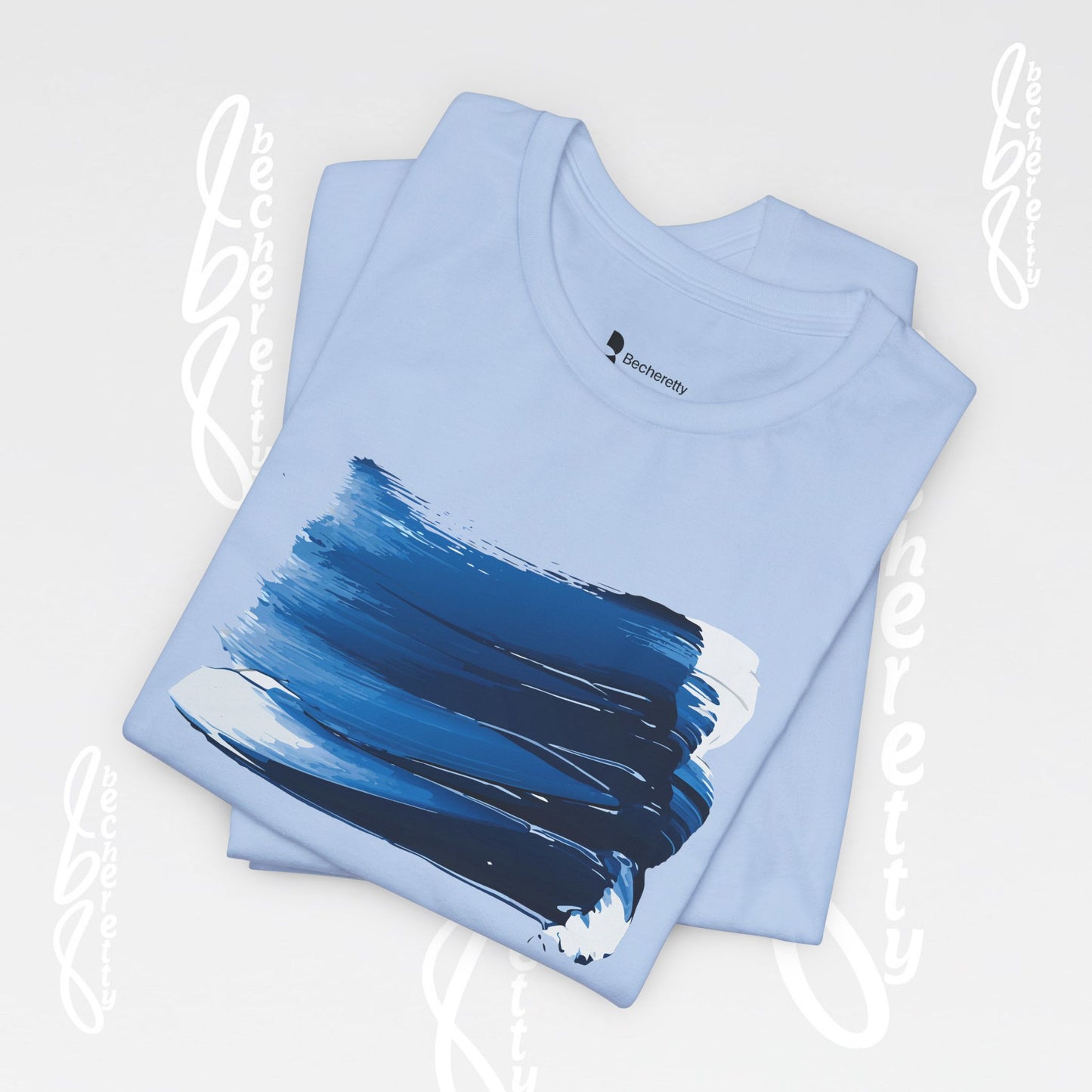 Stylish Blue Brushstroke Unisex Tee - Wear the Passion. Wear the Art - Becheretty - Perfect for summer day by the beach.