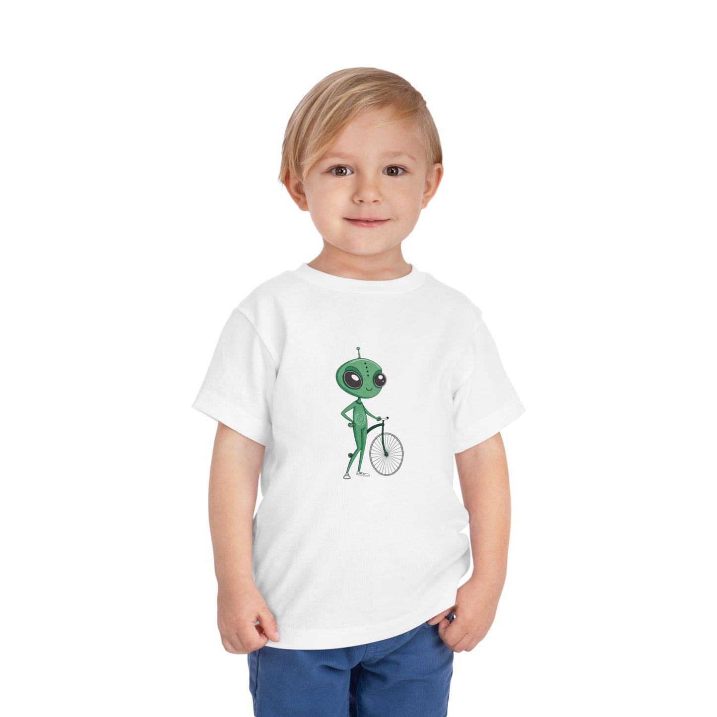 Alien Bicycle Toddler Tee - Fun Kids Shirt - Art Graphic Becheretty - Cute Gifts for Little Explorers
