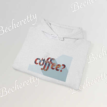 Coffee? "Cozy Questions" Patterned Coffee Hoodie - Art Minimalist Becheretty - Coffee Lover Sweatshirt