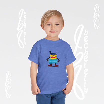 Toddler Tee – Cute Cartoon Abstract - Becheretty Minimalist Art Graphic - Colorful Playful Character T-Shirt