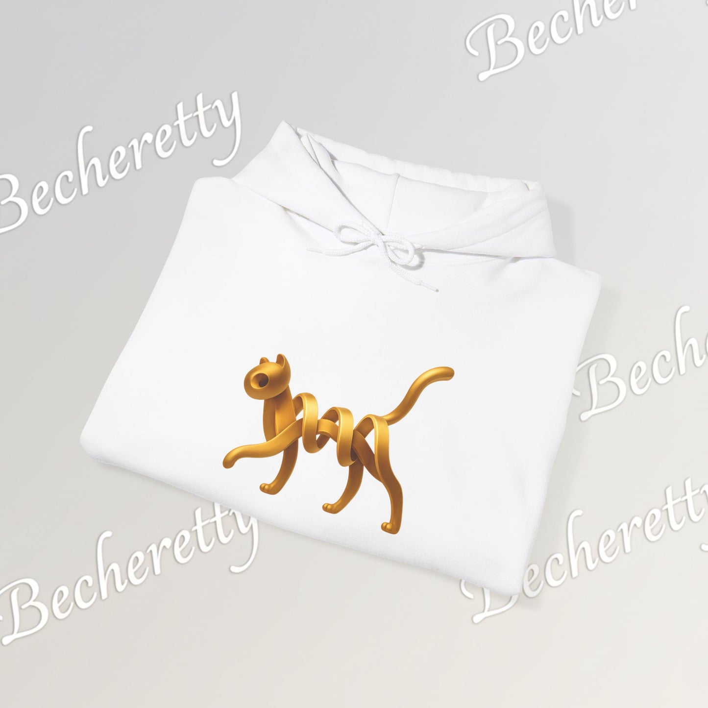 Golden Cat. Minimalist Graphic Hoodie Becheretty - Modern, and Effortlessly Etylish - Perfect for everyday wear with an artistic edge.