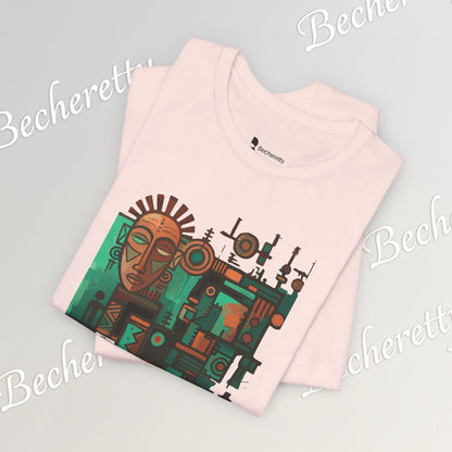 Abstract Tribal Mask Art T-Shirt — Geometric Afrocentric Graphic Becheretty