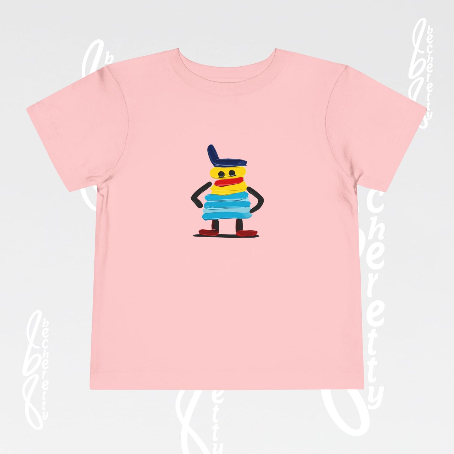 Toddler Tee – Cute Cartoon Abstract - Becheretty Minimalist Art Graphic - Colorful Playful Character T-Shirt
