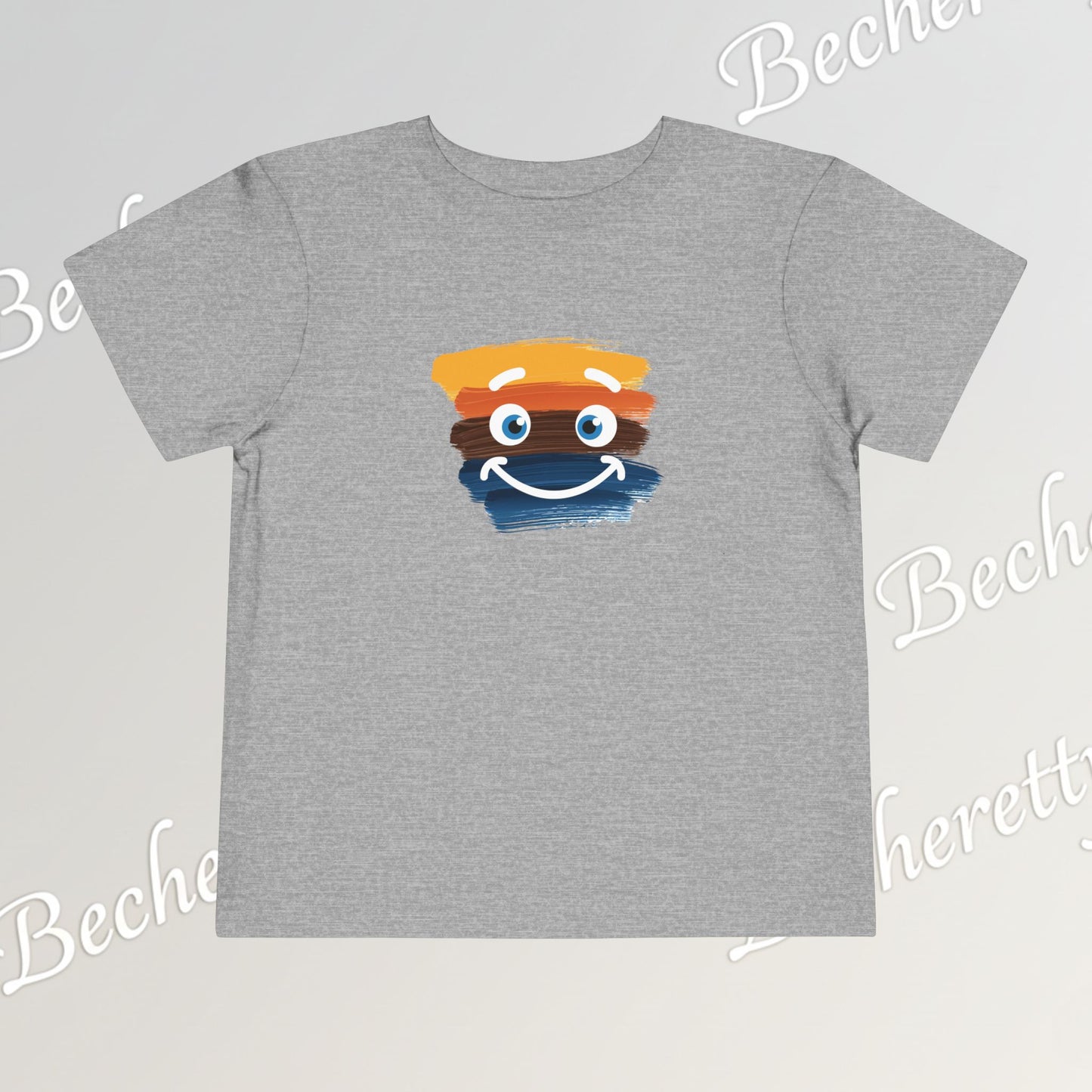 Toddler Tee Smiley Watercolor Art Graphic Minimalist Becheretty - Happy Face Kids T-Shirt