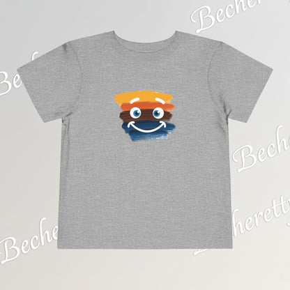 Toddler Tee Smiley Watercolor Art Graphic Minimalist Becheretty - Happy Face Kids T-Shirt
